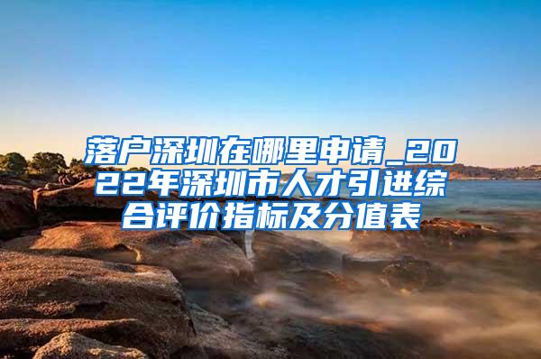 落户深圳在哪里申请_2022年深圳市人才引进综合评价指标及分值表