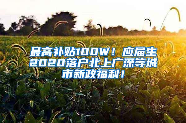 最高补贴100W！应届生2020落户北上广深等城市新政福利！