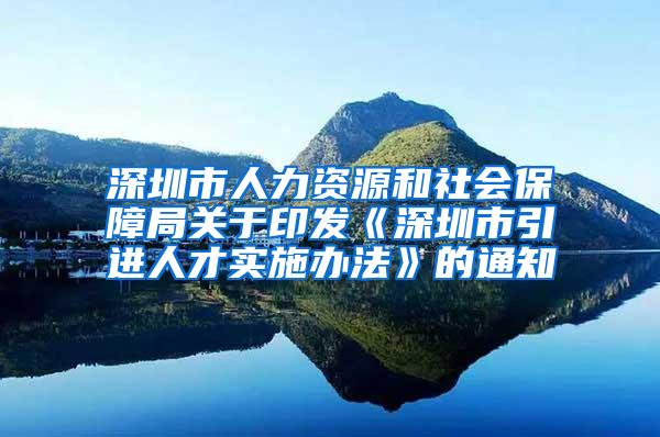 深圳市人力资源和社会保障局关于印发《深圳市引进人才实施办法》的通知