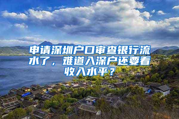 申请深圳户口审查银行流水了，难道入深户还要看收入水平？