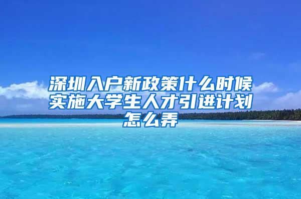 深圳入户新政策什么时候实施大学生人才引进计划怎么弄