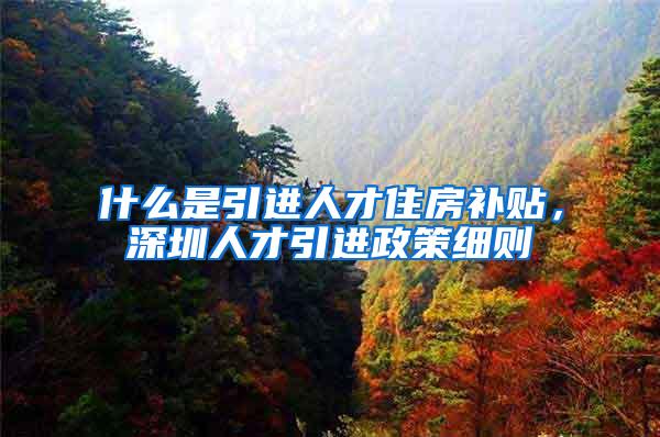 什么是引进人才住房补贴，深圳人才引进政策细则