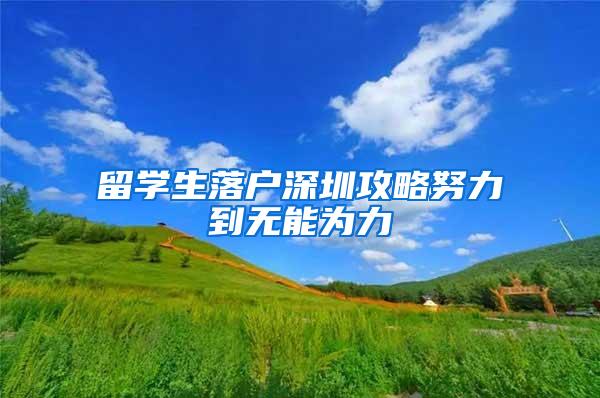 留学生落户深圳攻略努力到无能为力