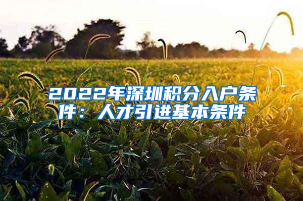 2022年深圳积分入户条件：人才引进基本条件