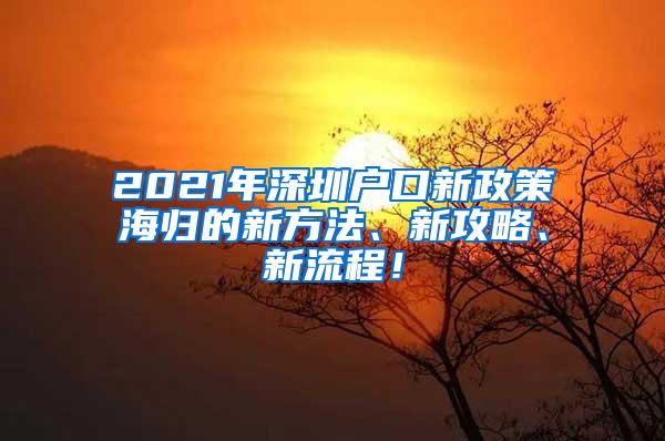 2021年深圳户口新政策海归的新方法、新攻略、新流程！