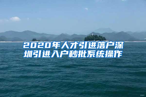 2020年人才引进落户深圳引进入户秒批系统操作