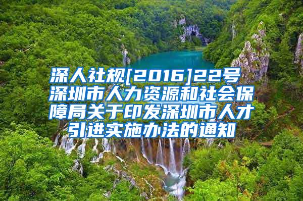 深人社规[2016]22号 深圳市人力资源和社会保障局关于印发深圳市人才引进实施办法的通知