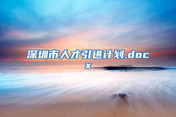 深圳市人才引进计划.docx