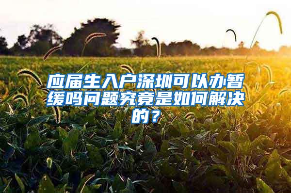 应届生入户深圳可以办暂缓吗问题究竟是如何解决的？