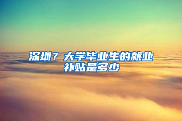 深圳？大学毕业生的就业补贴是多少