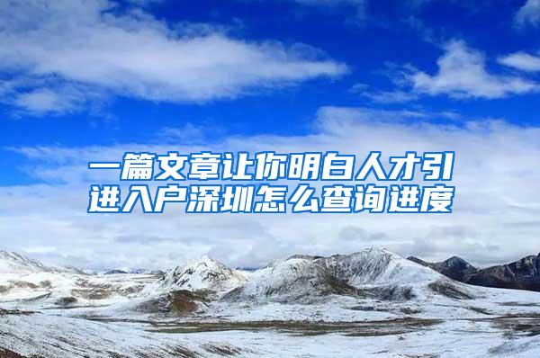 一篇文章让你明白人才引进入户深圳怎么查询进度