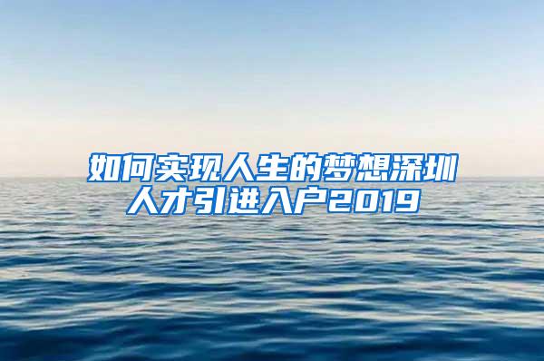 如何实现人生的梦想深圳人才引进入户2019