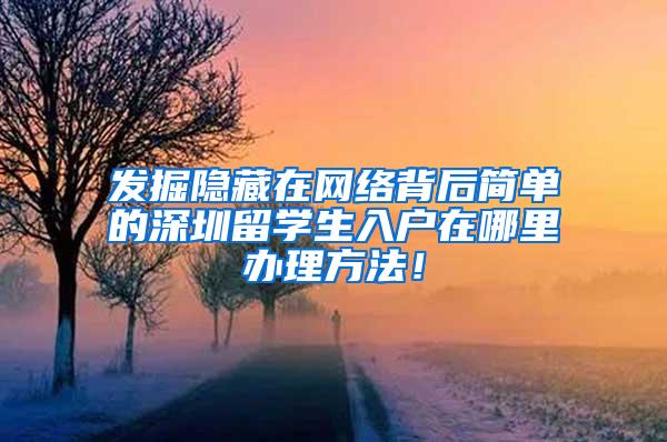 发掘隐藏在网络背后简单的深圳留学生入户在哪里办理方法！