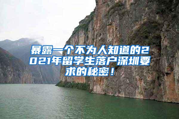 暴露一个不为人知道的2021年留学生落户深圳要求的秘密！