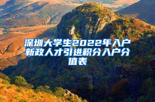 深圳大学生2022年入户新政人才引进积分入户分值表