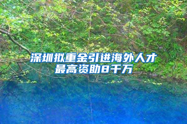 深圳拟重金引进海外人才最高资助8千万