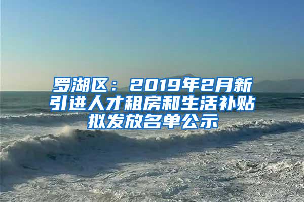 罗湖区：2019年2月新引进人才租房和生活补贴拟发放名单公示