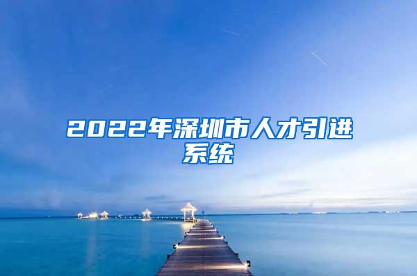 2022年深圳市人才引进系统