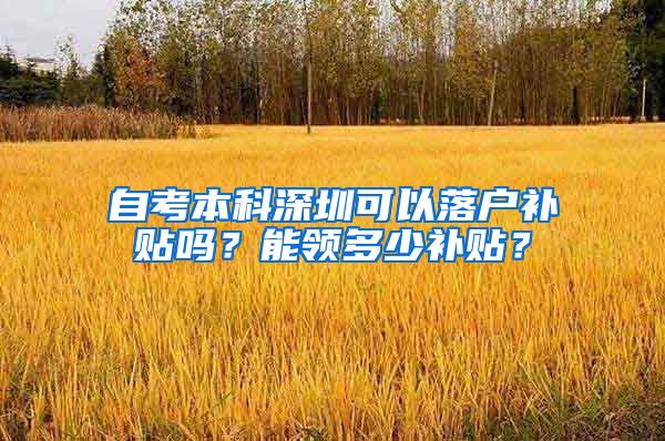 自考本科深圳可以落户补贴吗？能领多少补贴？