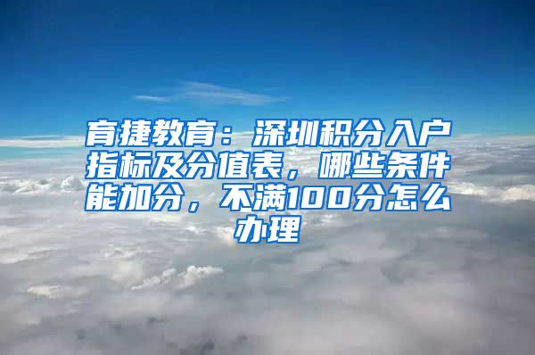 育捷教育：深圳积分入户指标及分值表，哪些条件能加分，不满100分怎么办理