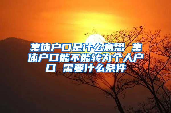 集体户口是什么意思 集体户口能不能转为个人户口 需要什么条件