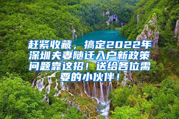 赶紧收藏，搞定2022年深圳夫妻随迁入户新政策问题靠这招！送给各位需要的小伙伴！