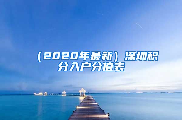 （2020年最新）深圳积分入户分值表