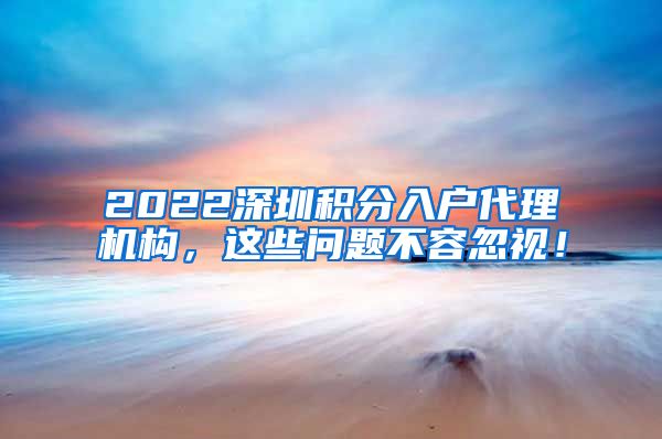 2022深圳积分入户代理机构，这些问题不容忽视！