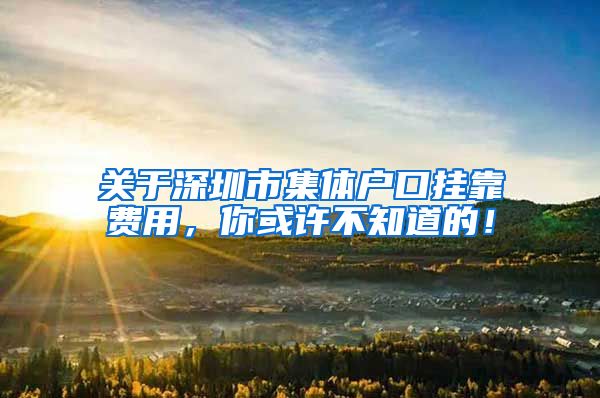 关于深圳市集体户口挂靠费用，你或许不知道的！