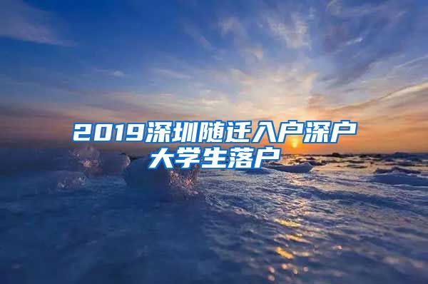 2019深圳随迁入户深户大学生落户