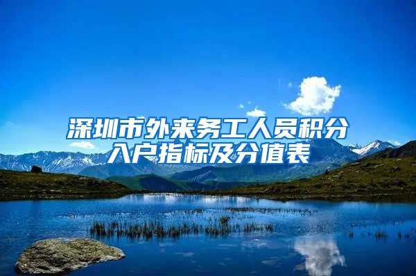 深圳市外来务工人员积分入户指标及分值表