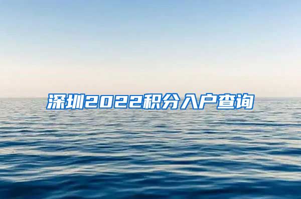 深圳2022积分入户查询