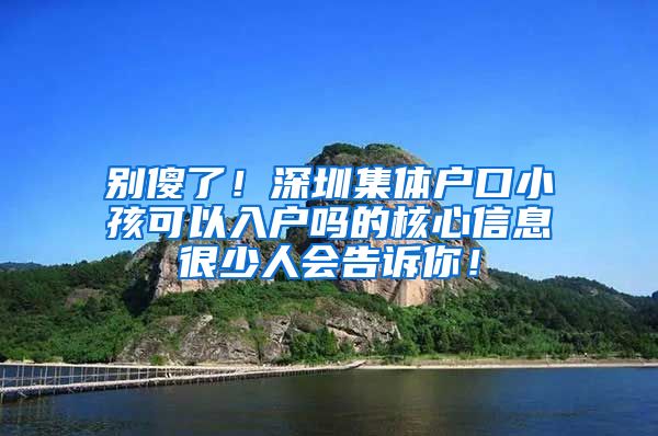 别傻了！深圳集体户口小孩可以入户吗的核心信息很少人会告诉你！