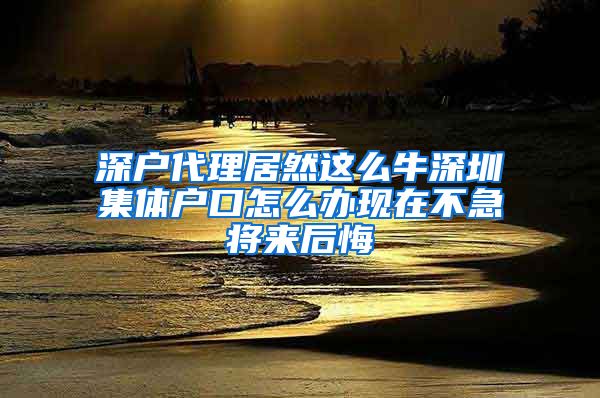 深户代理居然这么牛深圳集体户口怎么办现在不急将来后悔