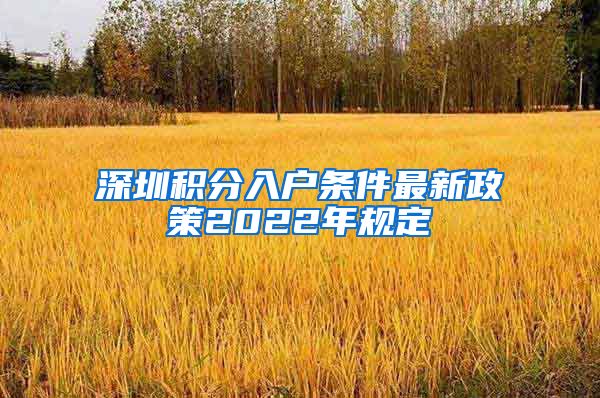 深圳积分入户条件最新政策2022年规定