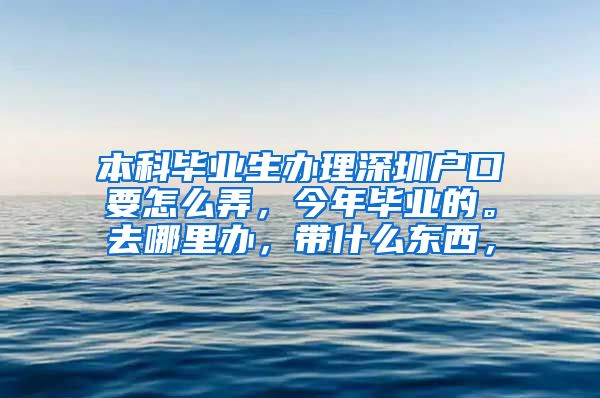 本科毕业生办理深圳户口要怎么弄，今年毕业的。去哪里办，带什么东西，