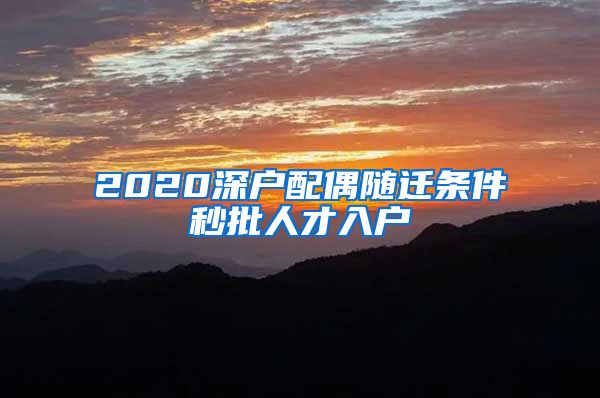 2020深户配偶随迁条件秒批人才入户