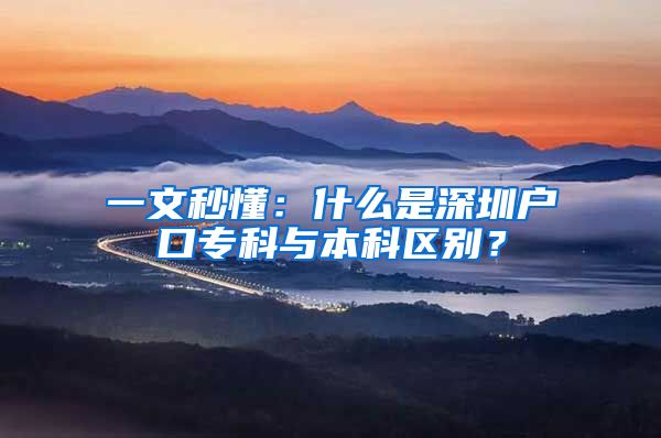 一文秒懂：什么是深圳户口专科与本科区别？