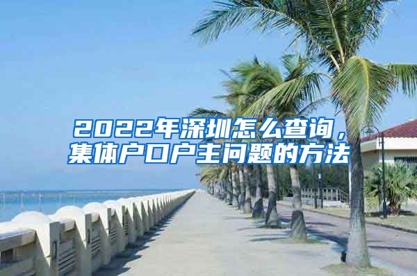 2022年深圳怎么查询，集体户口户主问题的方法