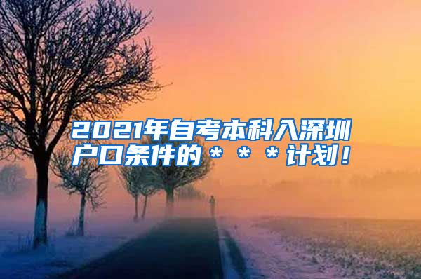 2021年自考本科入深圳户口条件的＊＊＊计划！