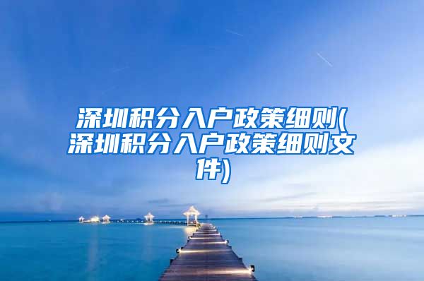 深圳积分入户政策细则(深圳积分入户政策细则文件)