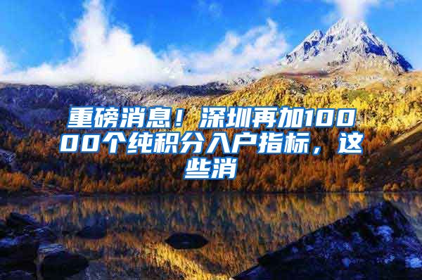 重磅消息！深圳再加10000个纯积分入户指标，这些消