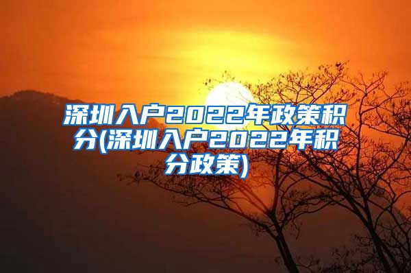 深圳入户2022年政策积分(深圳入户2022年积分政策)