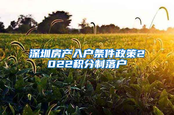 深圳房产入户条件政策2022积分制落户