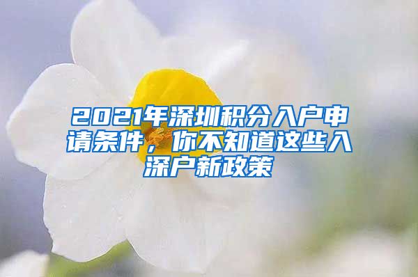 2021年深圳积分入户申请条件，你不知道这些入深户新政策