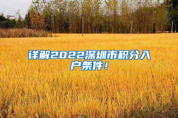 详解2022深圳市积分入户条件！