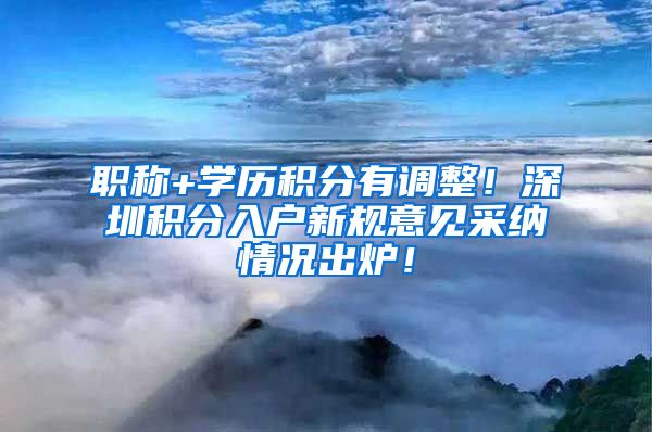 职称+学历积分有调整！深圳积分入户新规意见采纳情况出炉！