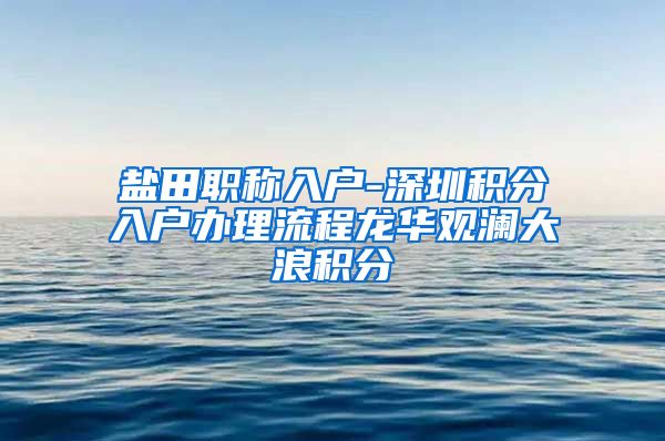 盐田职称入户-深圳积分入户办理流程龙华观澜大浪积分