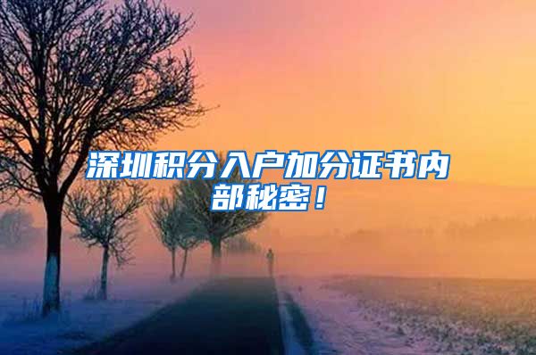 深圳积分入户加分证书内部秘密！