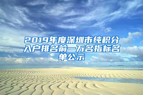 2019年度深圳市纯积分入户排名前一万名指标名单公示